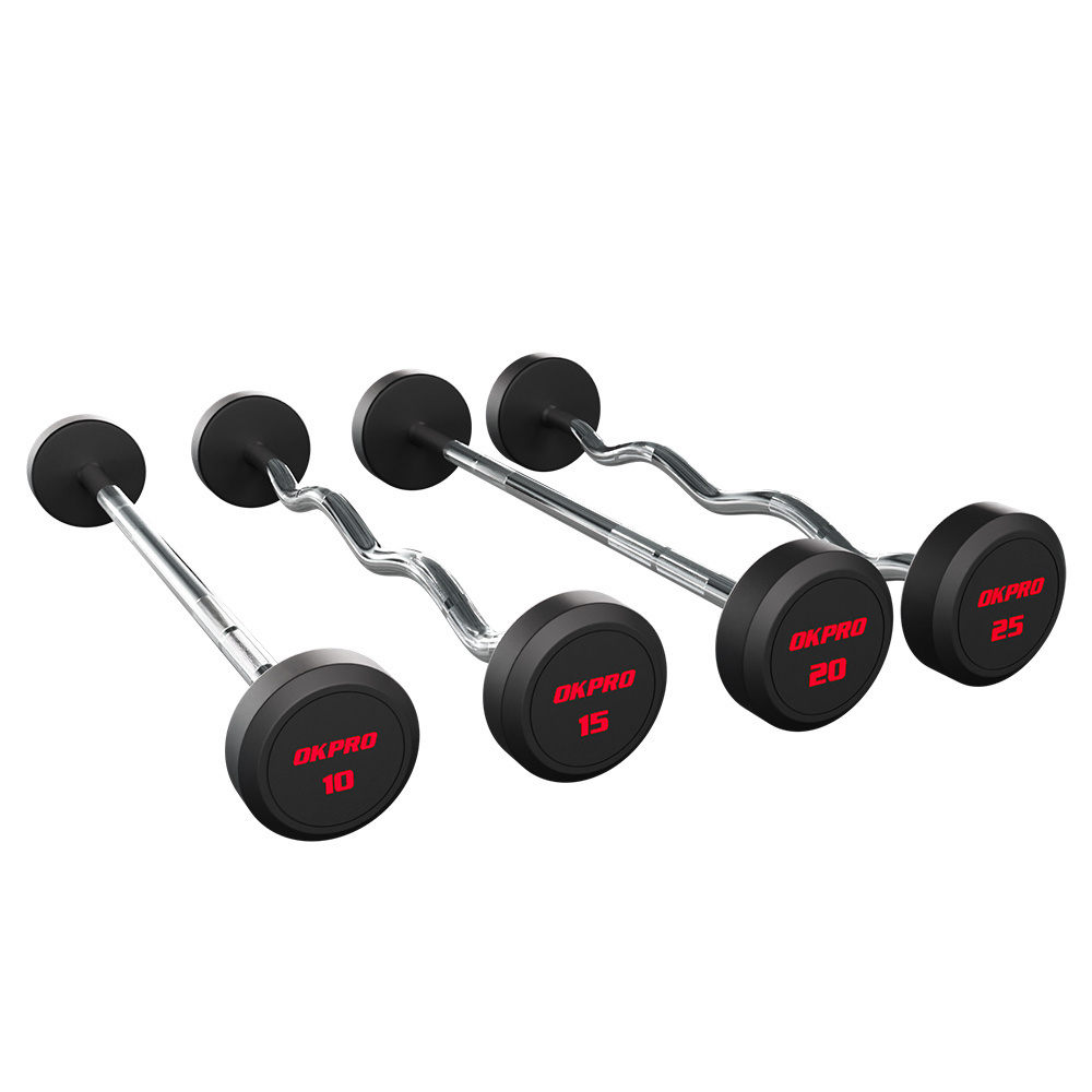 Different Weight Fixed Barbell Straight Curl Rubber Barbell Powerlifting Barbells Sets