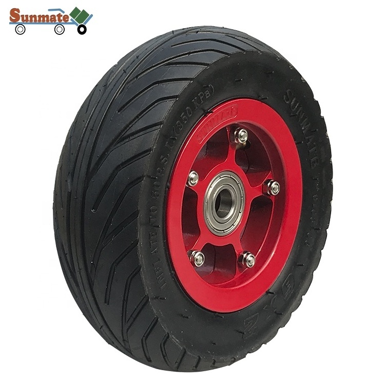 Multi colour 6 inches 150*50 pneumatic wheel for skateboard with full aluminium rim and spoke available 8/10/12 mm bearing