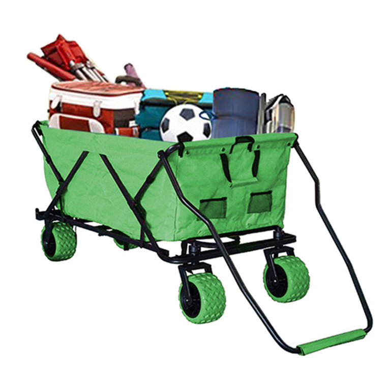 Small MOQ Goods Transportation Shopping Store Grocery Hand Trolley Cart Folding Fabric Wagon for Online B2C Sales Beach Cart