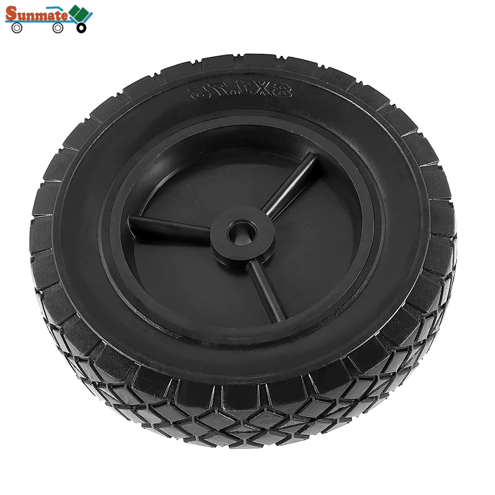 Rubber Plastic Lawn Mower Wheel Replacement Wheels New Design Durable 6 7 8 10 Inch Black OEM Diamond 1-1/2in 30-40kg SUNMATE