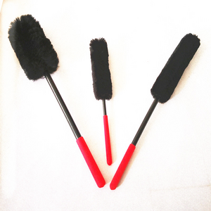 Black Car Wheel Brushes Super Detail Car Brushes Kit (Set of 3) 100% Wool Brush Soft Dense Fibers Clean Wheels Safely