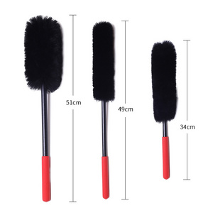 Wheel Brush Woolies 100% Lambswool Scratchless Brushes for Car Rims with Rubber Grip