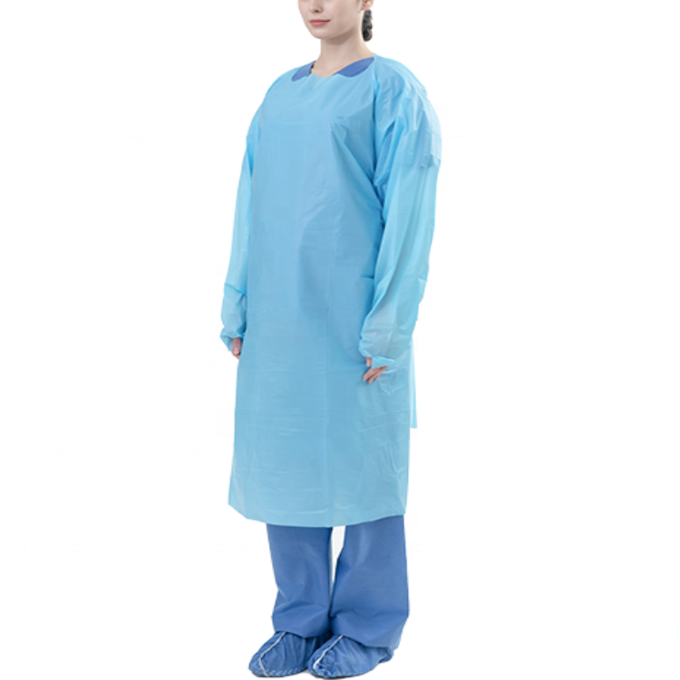 Disposable CPE Plastic Gown Thumb Hole Hospital Gowns