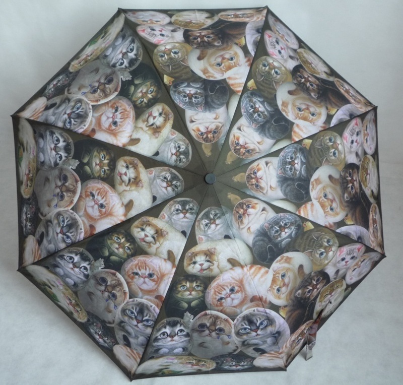 Ok Umbrella 21inch 8k auto open and close cat design 3 fordable umbrella for gift