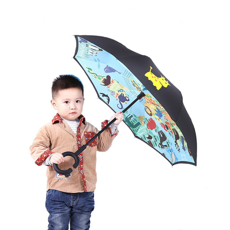 Ok Umbrella Children new innovation Hands free C shape waterproof reverse umbrella