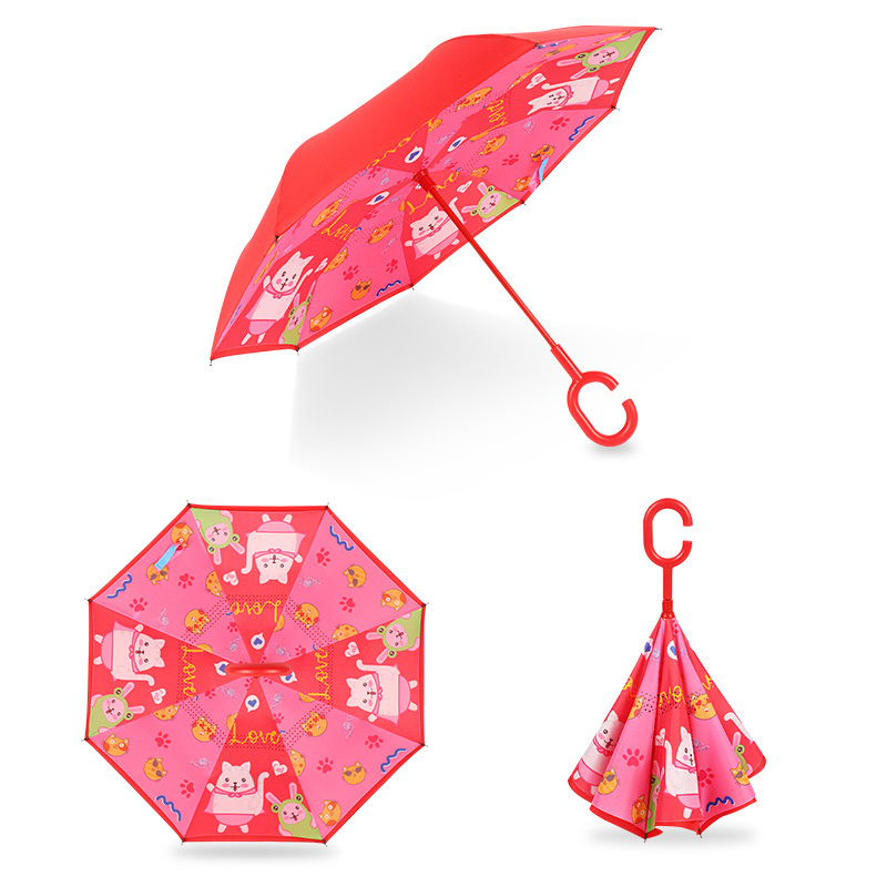 Ok Umbrella Children new innovation Hands free C shape waterproof reverse umbrella