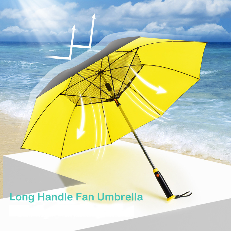 Ok Umbrella new design 23 inch air conditioning fan and mist cooling umbrella with safe screen mesh