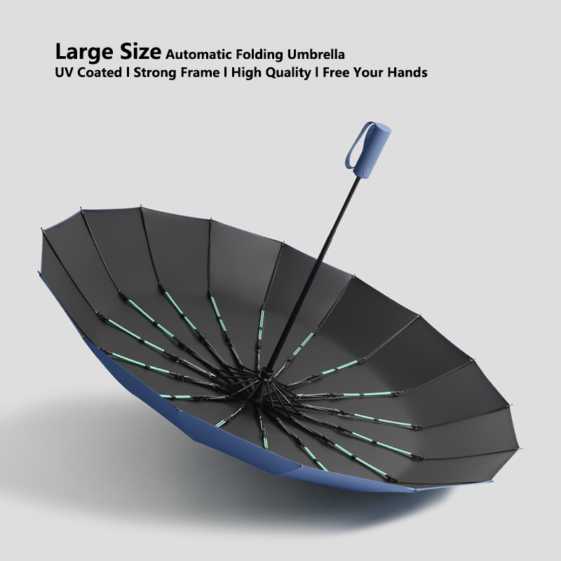 Ok Umbrella High Density Pongee 16K Large Size UV Coated Double Bone Frame Three Folding Umbrella