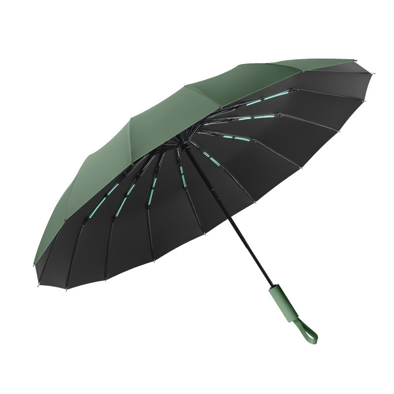 Ok Umbrella High Density Pongee 16K Large Size UV Coated Double Bone Frame Three Folding Umbrella