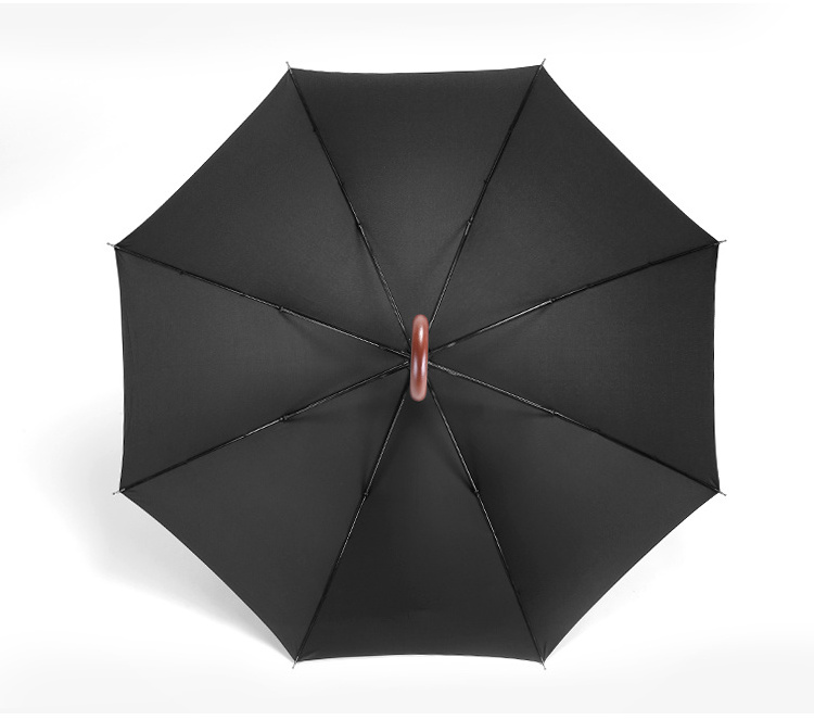 Ok Umbrella 23Inch 8Ribs Auto Open Curved Wooden Handle Umbrella Business Straight Umbrella