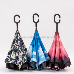 Ok Umbrella Hands Free C Hook double layer Inverted Umbrella, Custom Promotional Umbrella