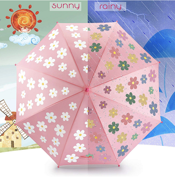 Ok Umbrella Promotional Magic Flower Printing Children Manual Open Color Changing Kids Umbrella