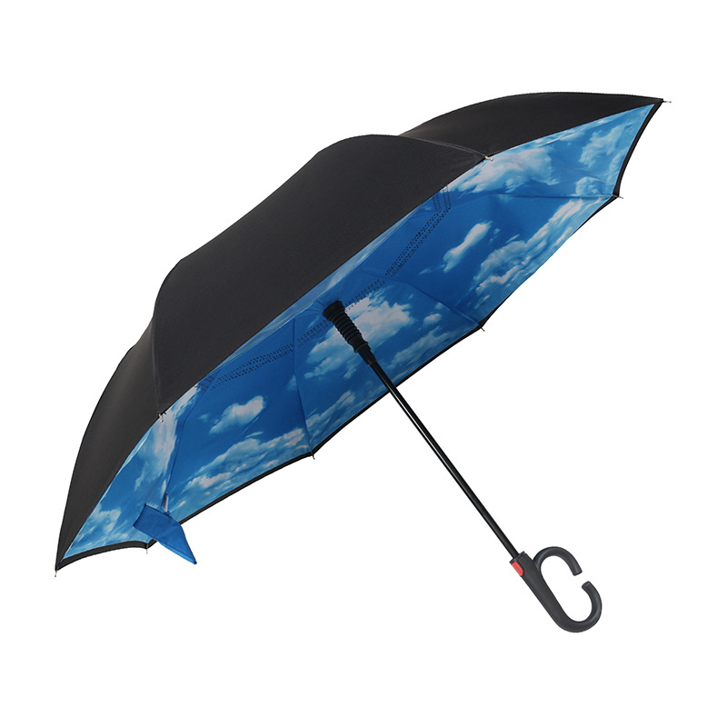 Ok Umbrella New Custom-made Double-layer Inside-out C-handle Inverted 6-bone Anti-wind Anti-uv umbrella