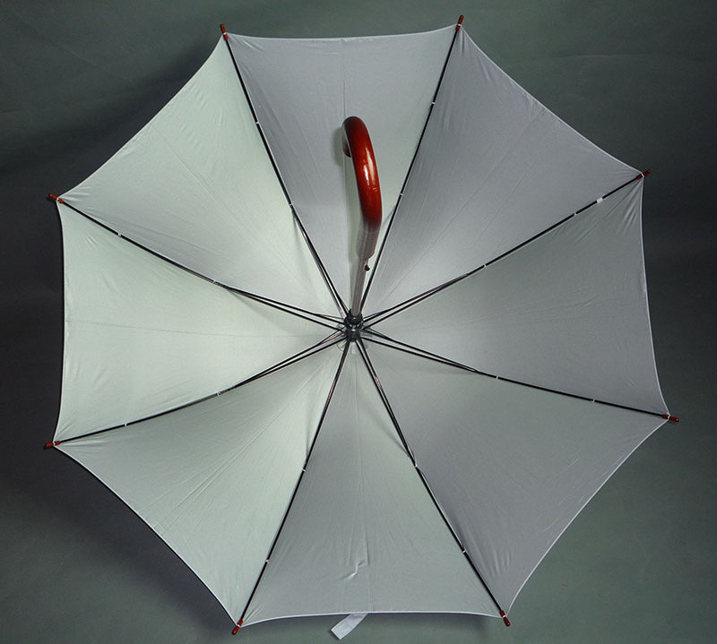 Ok Umbrella 23-inch Special Umbrella Custom Logo Auto Open Silver White Wooden Shaft Straight Umbrella