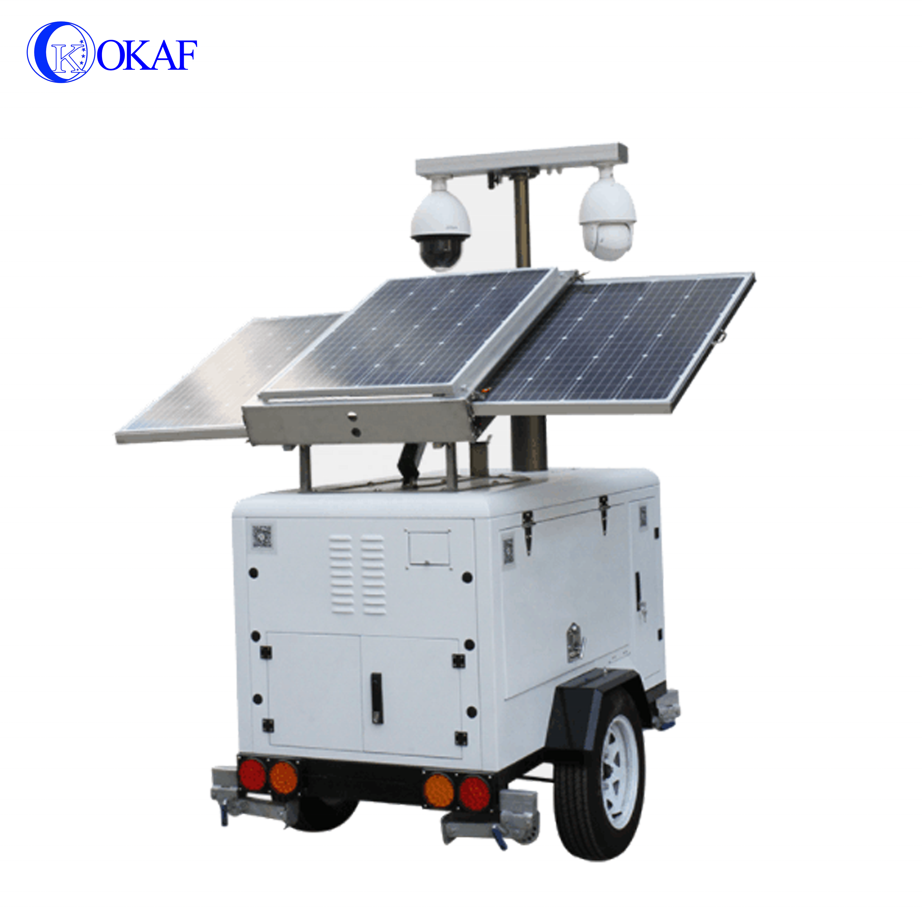 Outdoor Solar Powered Mobile Sentry Security Trailer Portable Surveillance System CCTV Trailer with P2P IP PTZ Camera