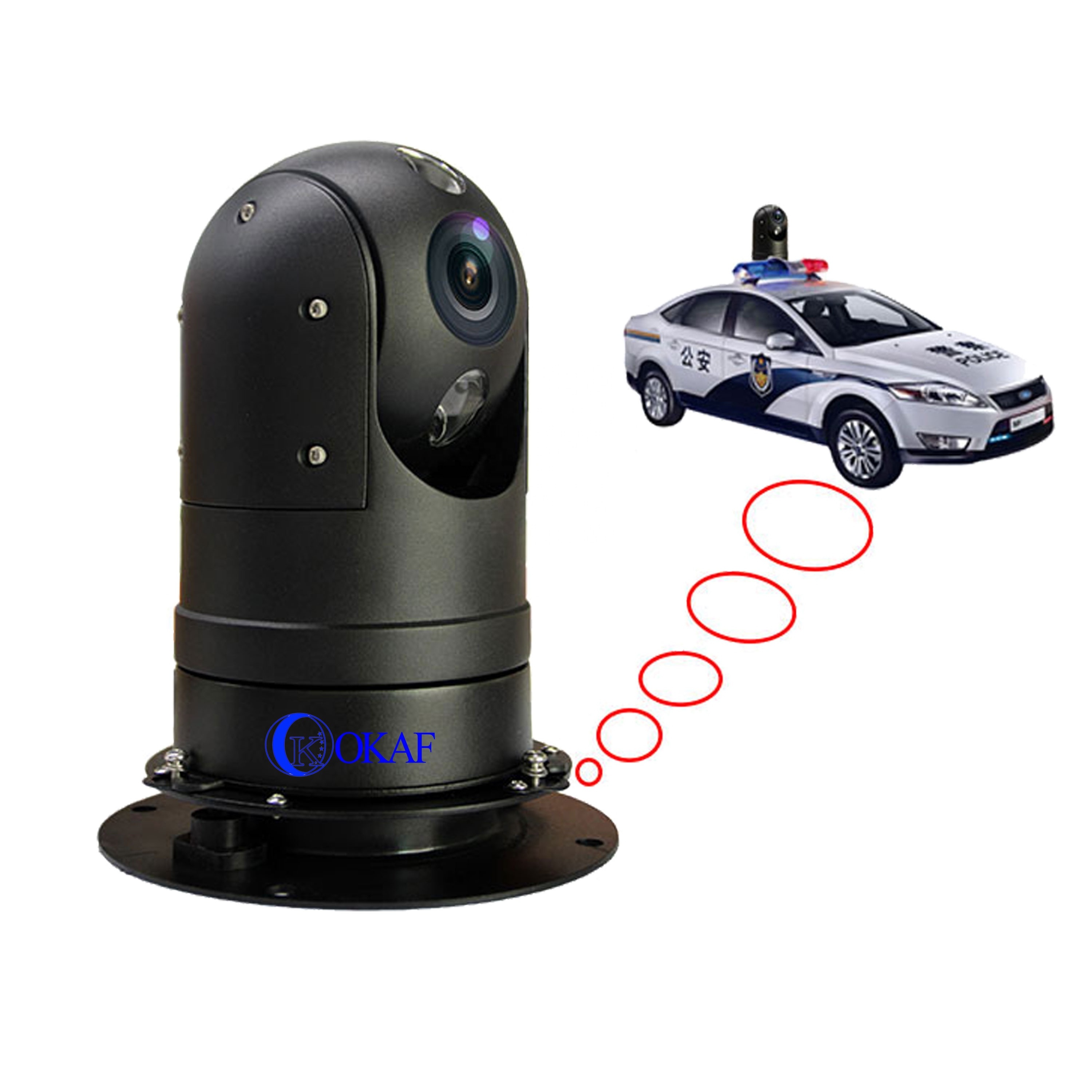 2 MP 20 Zoom 360 Degree Rotating Car Mobile PTZ Camera 1080P Resolution Night Vision CMOS Sensor H.265 Video DVR NVR Outdoor