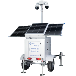 Monitoring Mobile Sentry Light Tower Site Security Camera Solar CCTV Trailer with Light