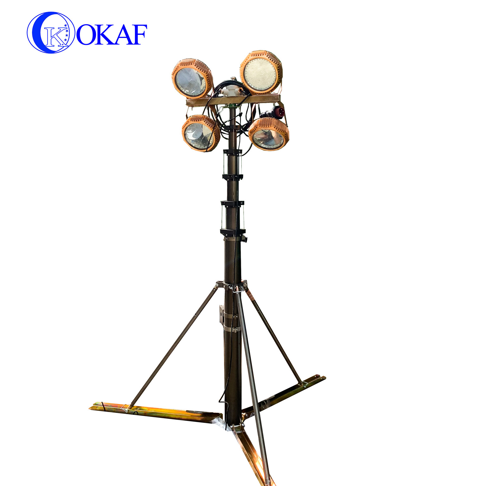 Antenna Mounting Manual Telescopic Mast LED Lighting Hand Crank Telescoping Pole Telecommunication Tower