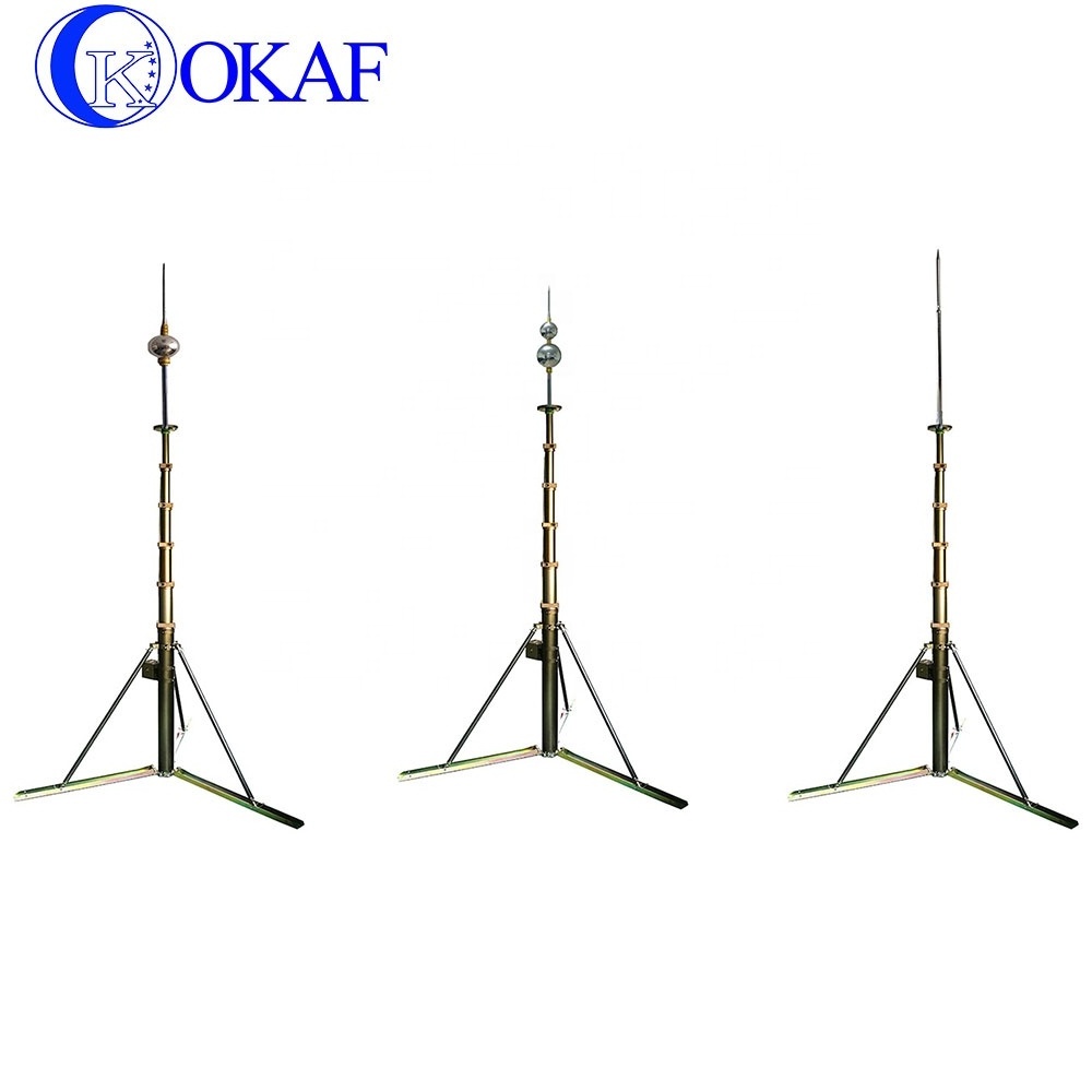 Antenna Mounting Manual Telescopic Mast LED Lighting Hand Crank Telescoping Pole Telecommunication Tower