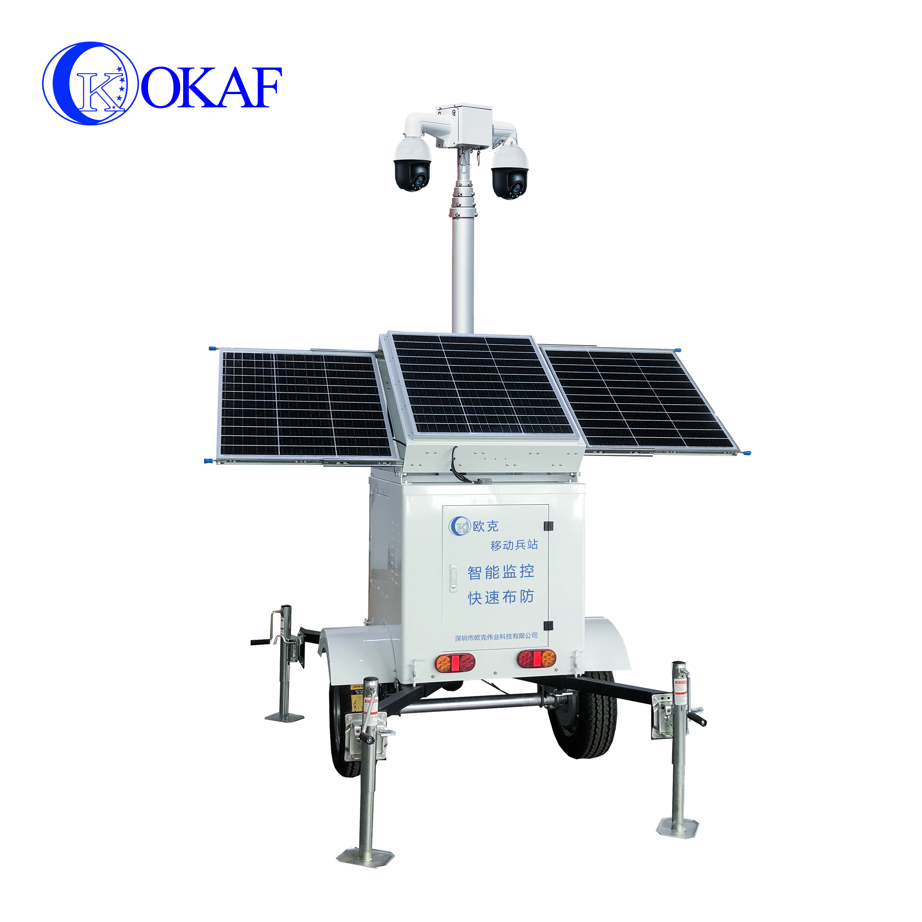 Auto Lifting Telescopic Mast  CCTV Camera Pole Mobile Security Tower for Construction Site Surveillance