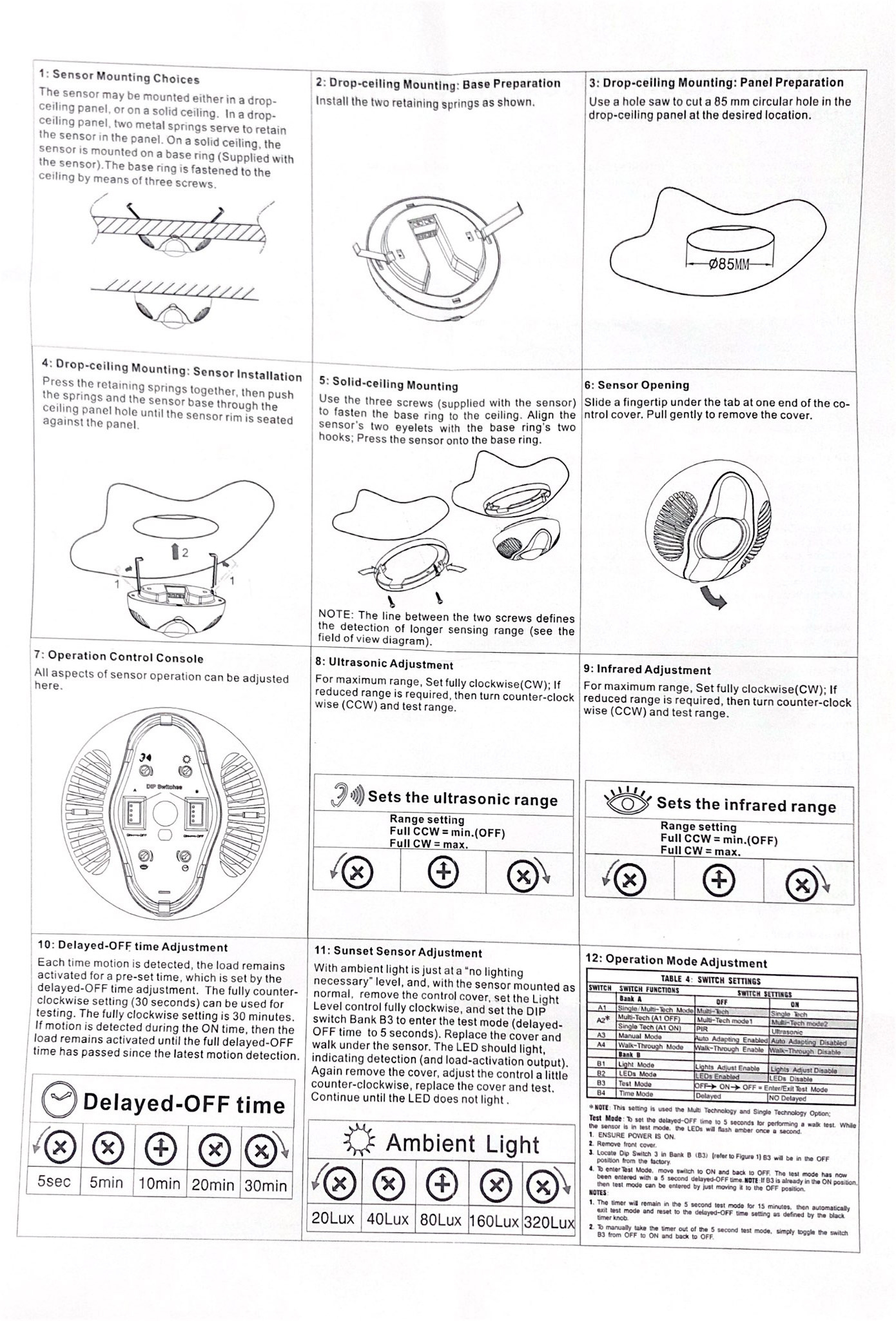 OEM/ODM PIR Ceiling Occupancy Motion Sensor Detector Light Switch