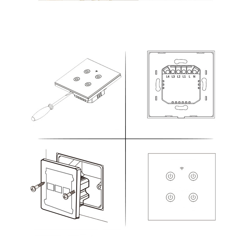 Smart Home EU standard Tuya APP 1/2/3/4 gang Smart Touch Panel Wi-Fi Light Wall Switch   interruptor inteligente