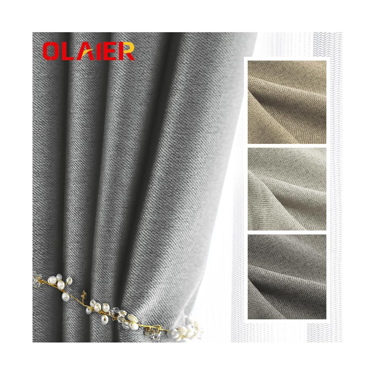 DOUBLE COMPOSITE 300GSM 100%blackout curtain fabric like linen waterproof soft touch color custom