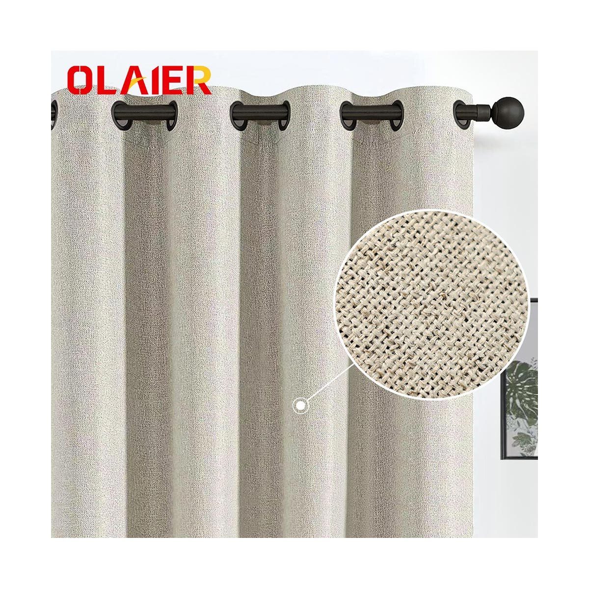 DOUBLE COMPOSITE 300GSM 100%blackout curtain fabric like linen waterproof soft touch color custom