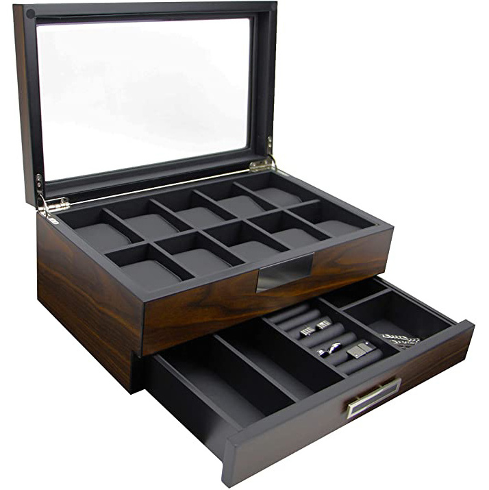 Fashion Luxury Double Layer Display Wooden Watch Box Watch Package Box Watch Storage Gift Box  For Men