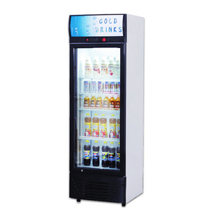 Oem The Best Single Door Commercial Glass Display Showcase Drink Coolers Upright Fridge For Sale