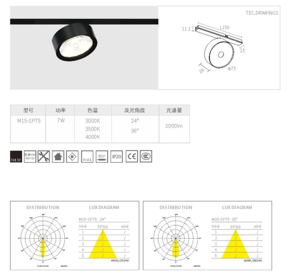 Arcllux 48VDC 7W Round 15MM mini  Magnetic Track Spot Light LED Commercial Focus Customized  Flexible Spot Light