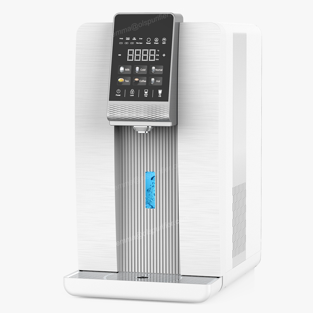 Olansi Smart hot cold hydrogen water taps direct connection touchless pipeline standing water dispenser with RO filter system