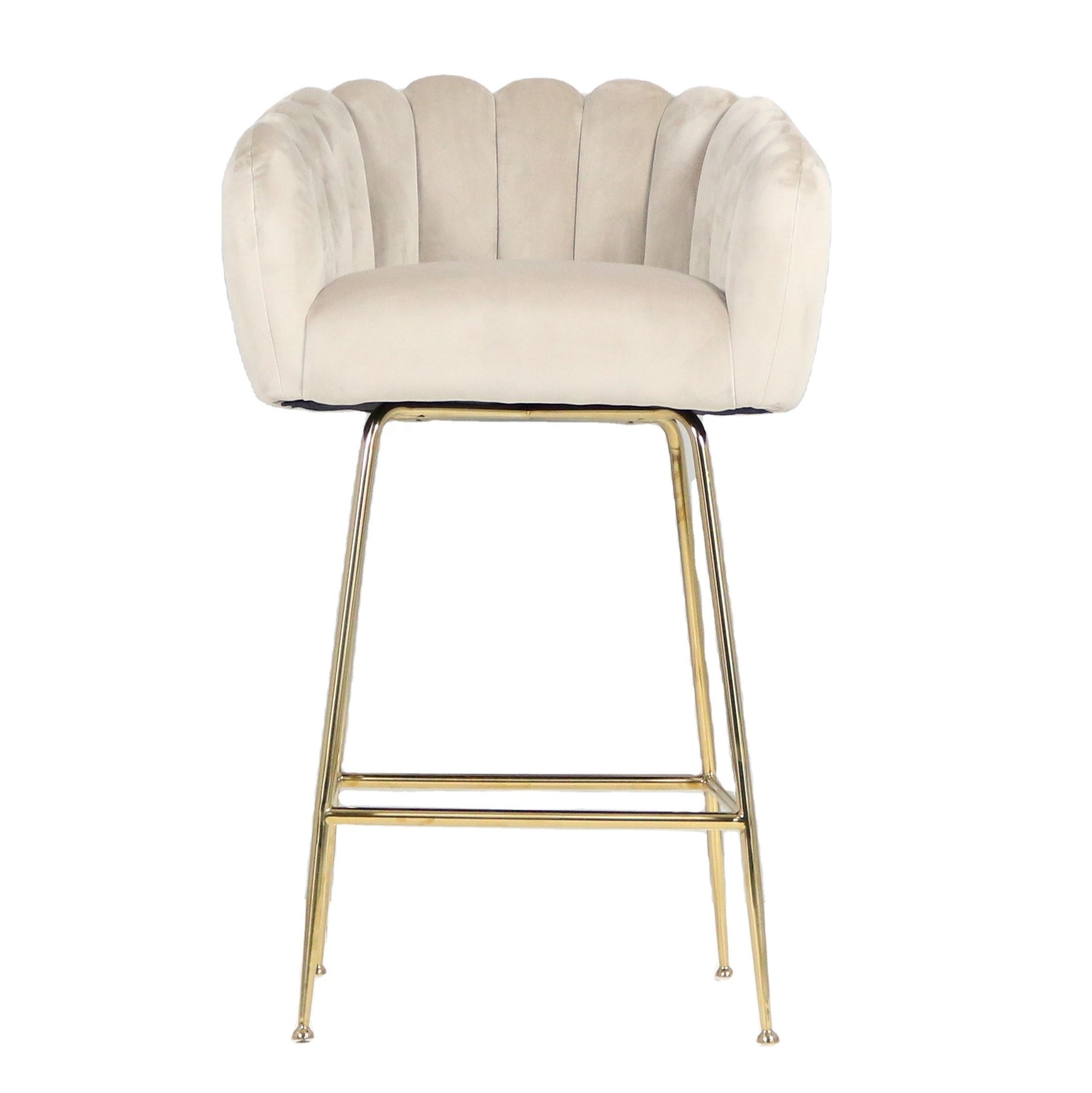 Modern Bar Furniture Stainless Steel High Bar Stool Commercial Velvet Fabric Flower Shape Bar Chair