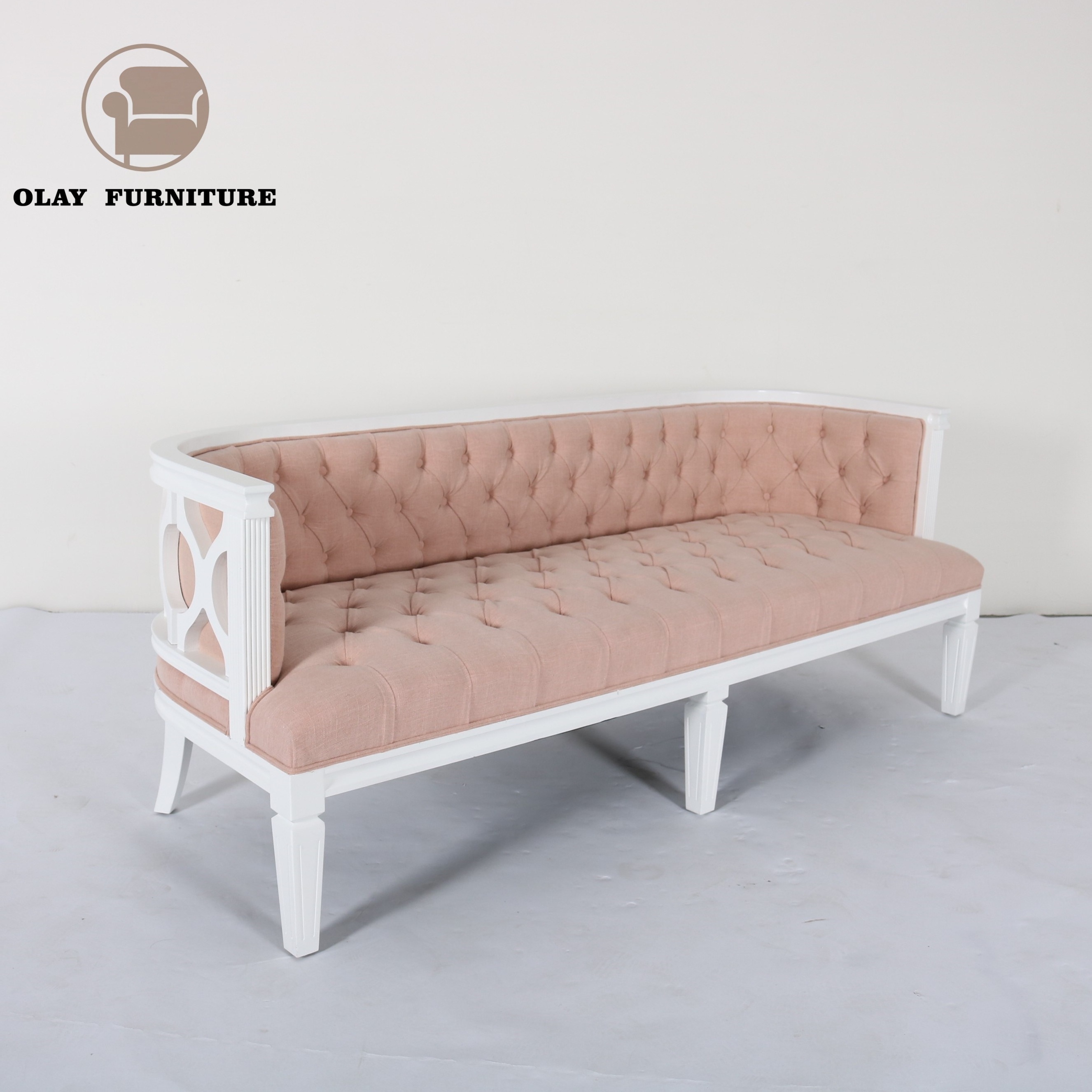 Dubai Classic Antique furniture Solid Oak Wood 2 seat Sofas French Country Wooden Sofa Event rental wedding