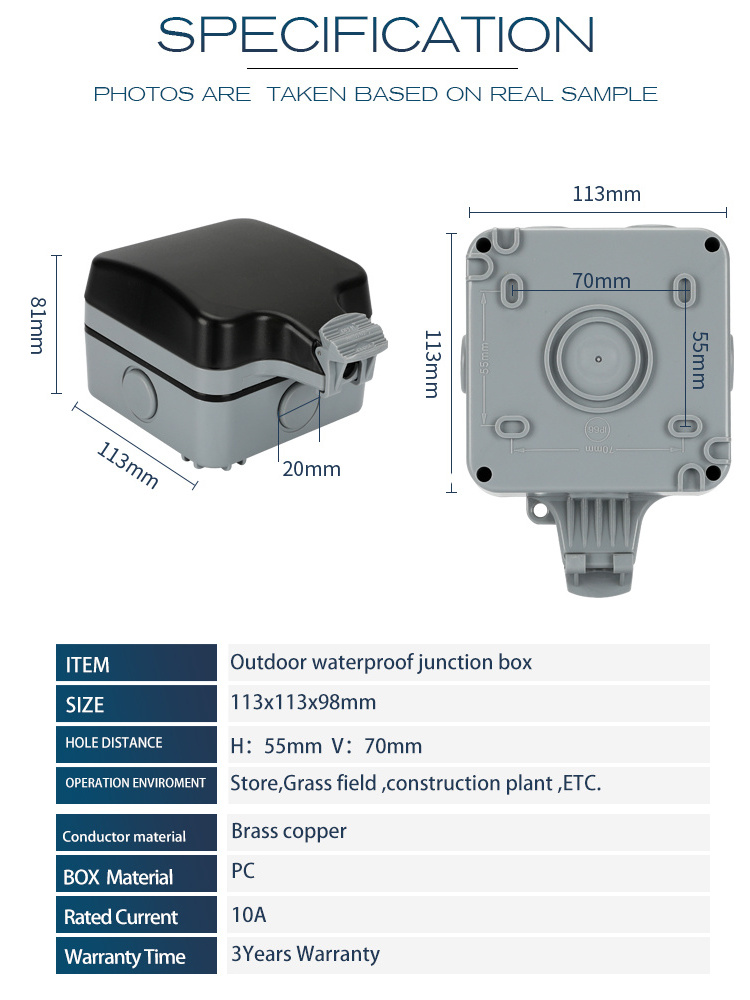 IP66 WPS-BT102 British-Style Waterproof Switch Socket Outdoor Socket Cover Switch Socket With Waterproof Cover