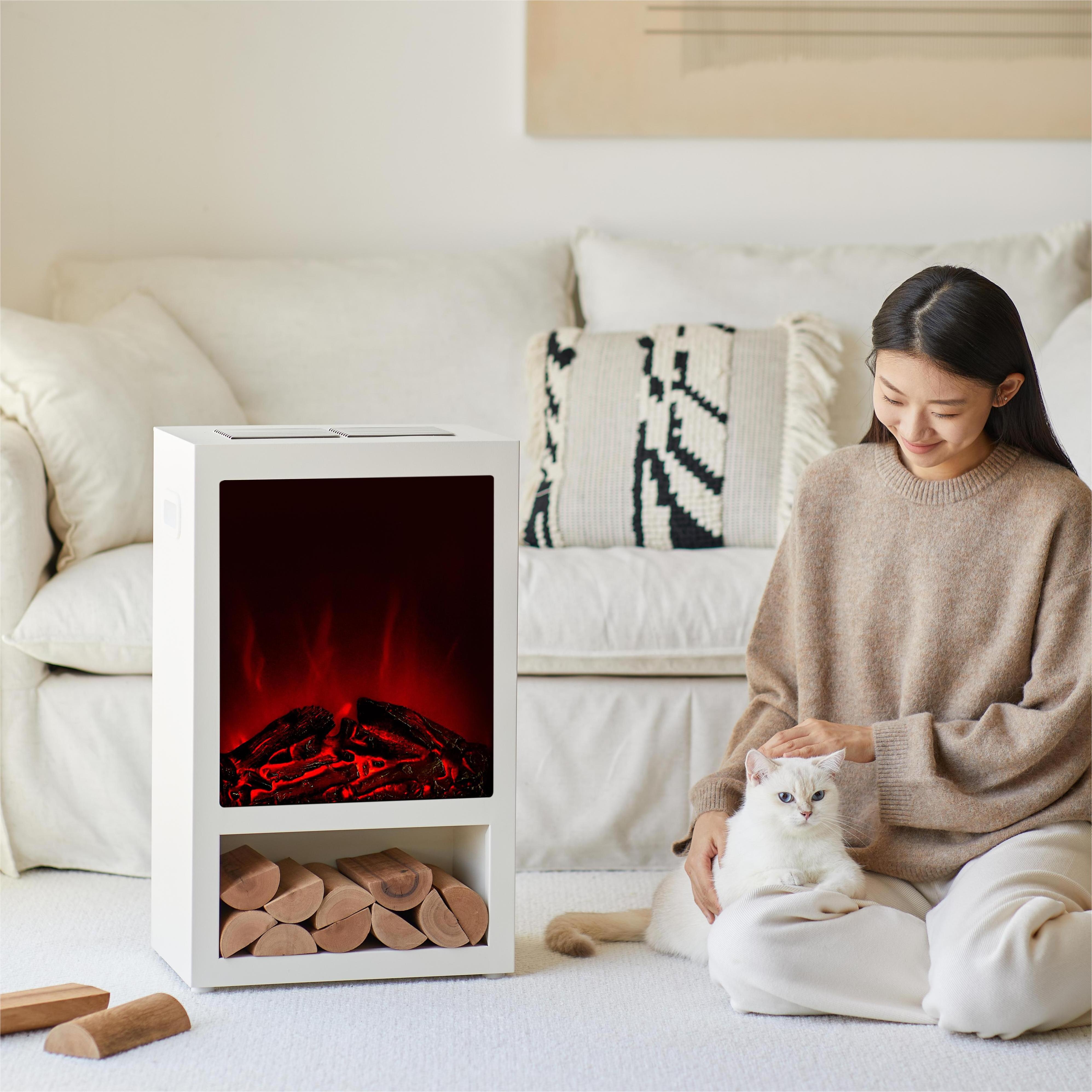 White Black Electric Fireplace Heater for Indoor Use 2000W Space Heater Fireplace with Realistic Flame Stove Electric Heater