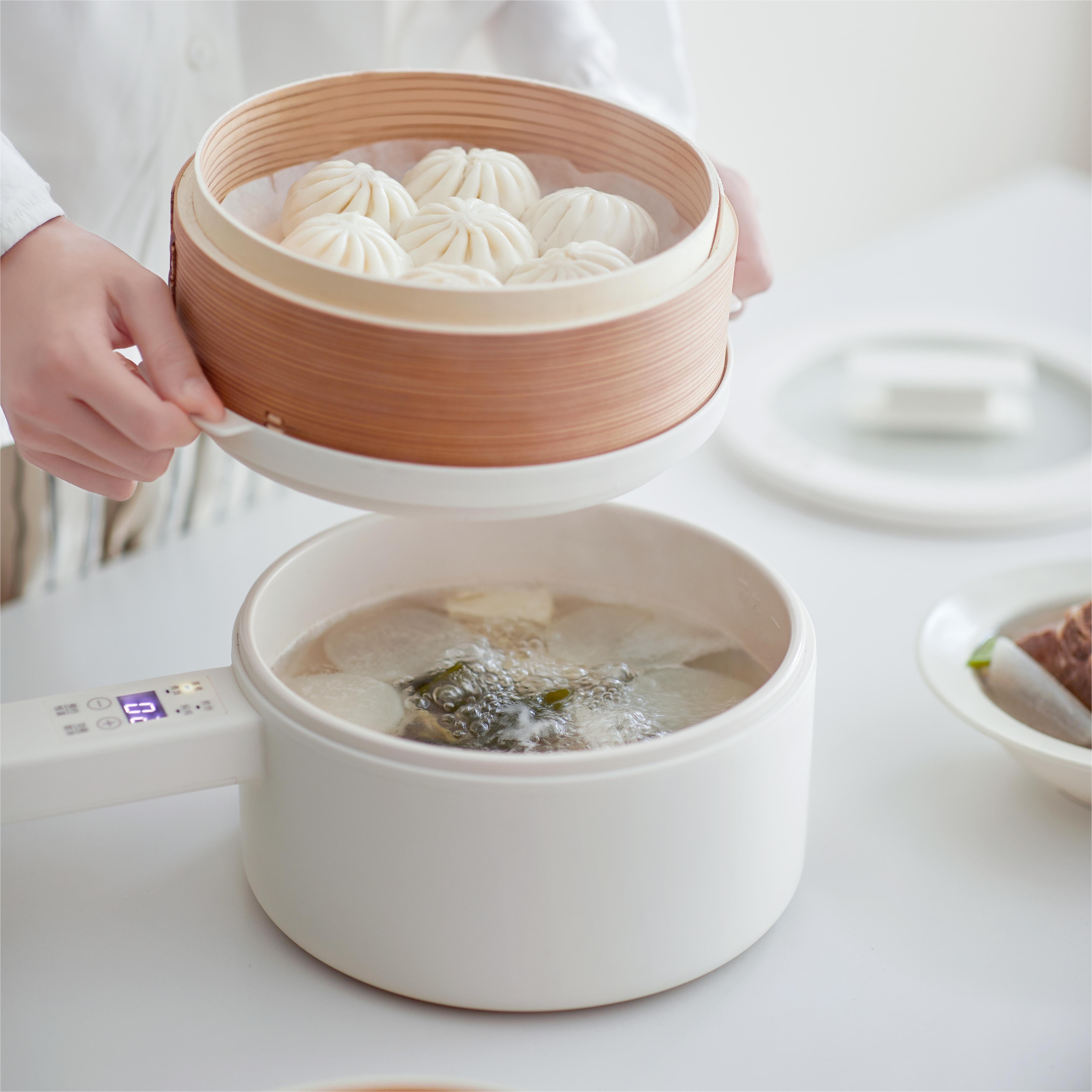 New Trend 2L Portable Electric Pot Smart Cooker Rice Noodle Hot Pot With Bamboo Steam Glass Stew Pot