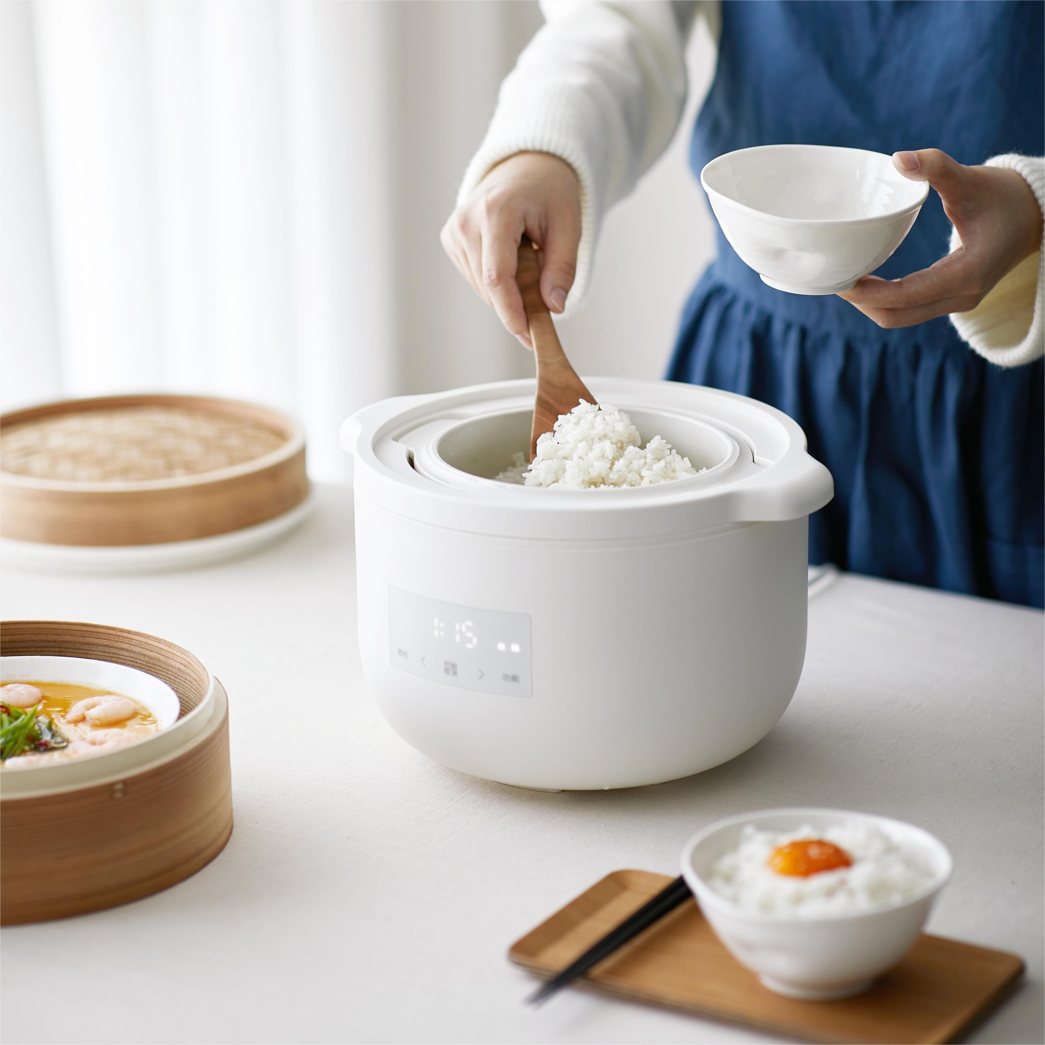 Multifunction Electric Stew Pot Ceramics Slow Cooker 2.5L Electric Crock Pot with Bamboo Steamer