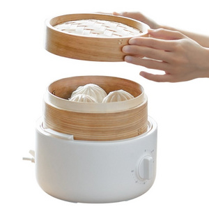 Electric Mini Bamboo Steamer Food Heating Machine 3 layer  dumpling Food Pot Steamer 60-minute Timer Control