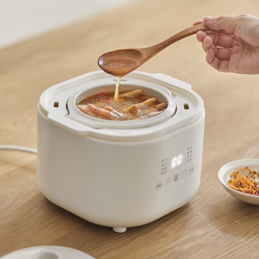 1L Home Intelligent Electric Stew Pot with Ceramic Liner Appointment Soup Pot