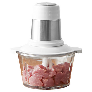 Home Kitchen Food Grinders Cheap Thicken Glass Bowl Small Best Meat Chopper Automatic 2L Electric Meat Grinder For Sale