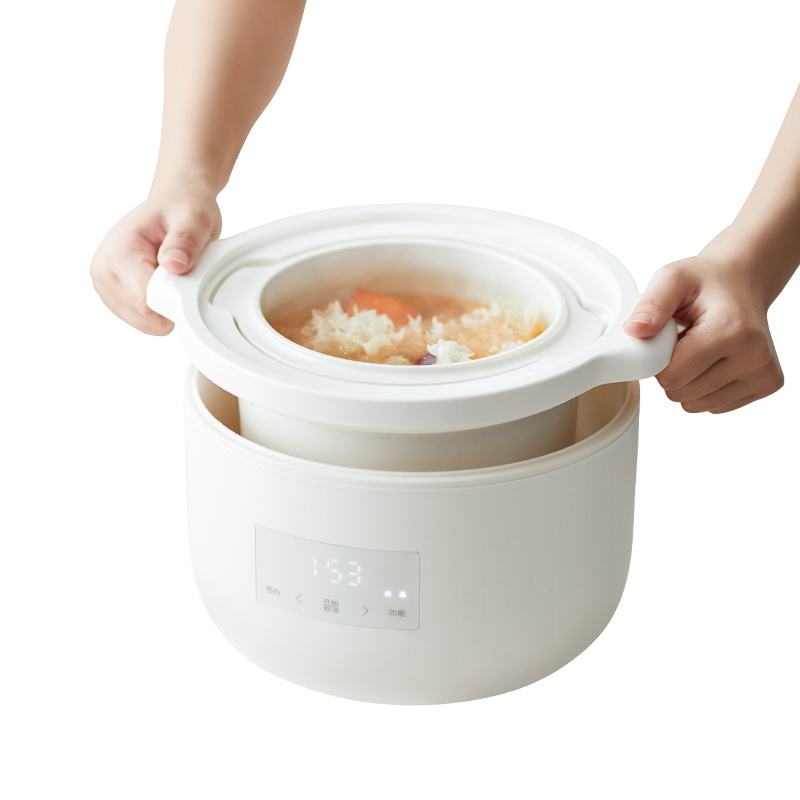 Multifunctional Rice Soup Cooking Ceramic Electric Crock Pot Health Crock Pots With Steamer 2.5L Ceramic Inner Slow Cooker