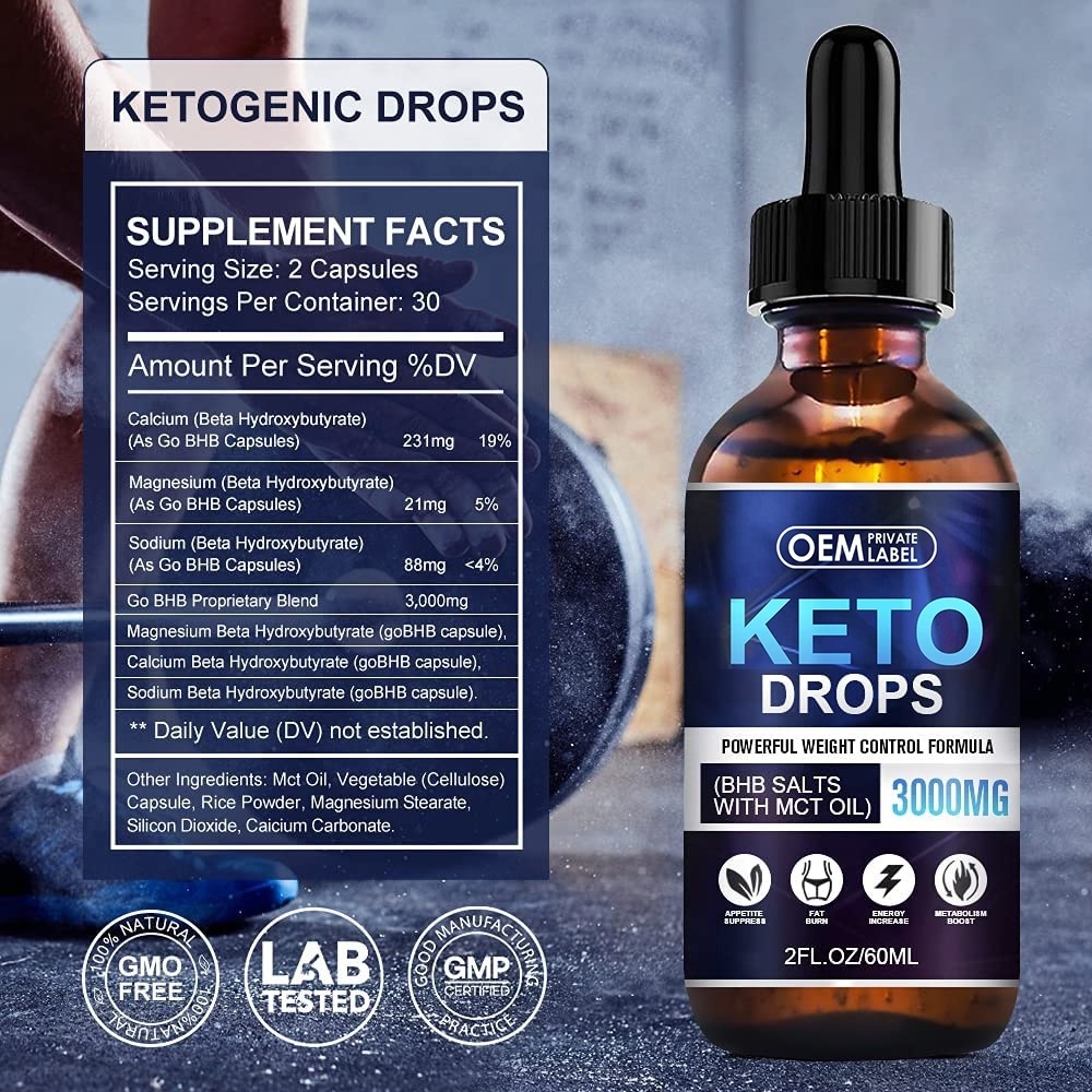 OEM BHB Keto Diet Drops Improve Immune Liquid Ketogenic Ketones Supplement Metabolism Booster Effective Appetite Weight Loss