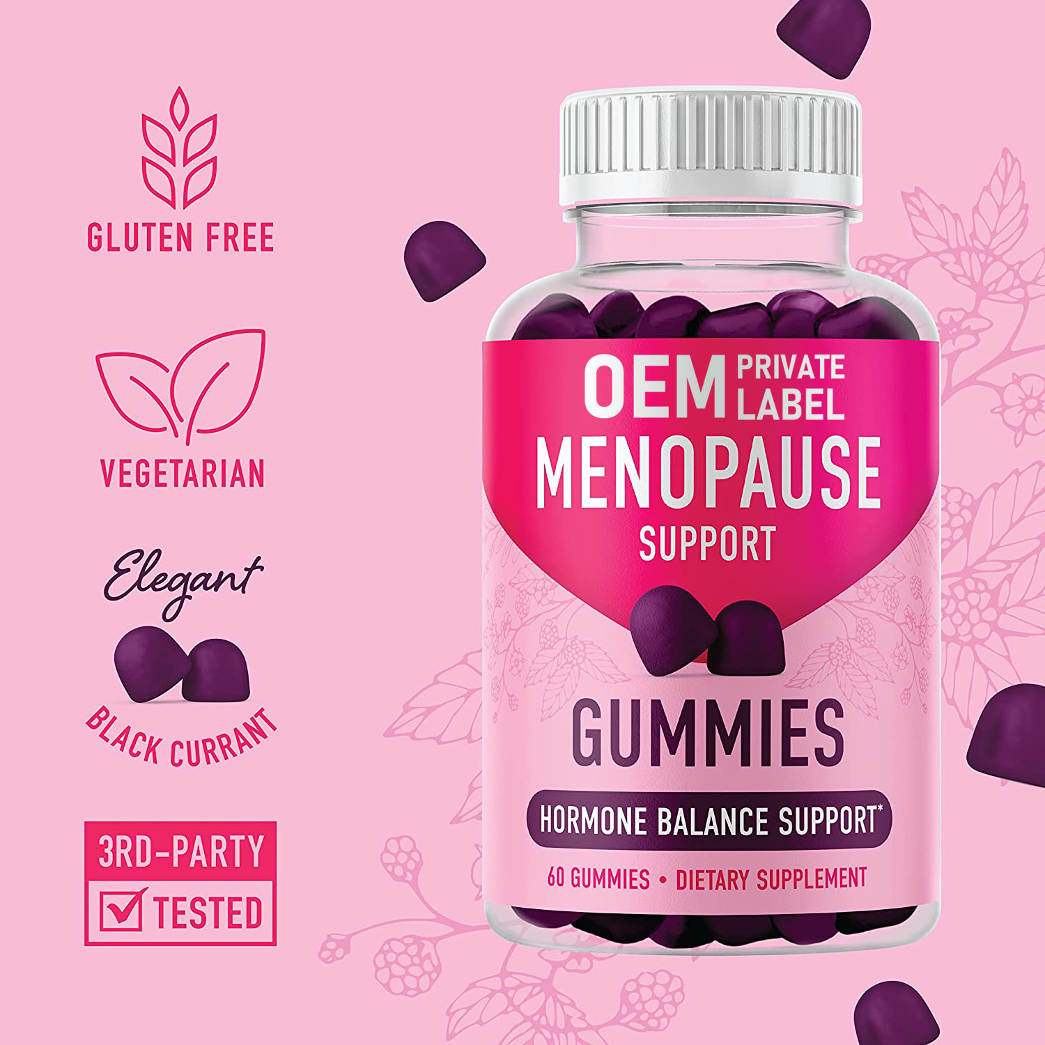 Vegan Menopause Support Gummies Contains Phytoestrogens Soy Extract,Vitamin ,Biotin Relieve hot flashes,night sweats&mood swings