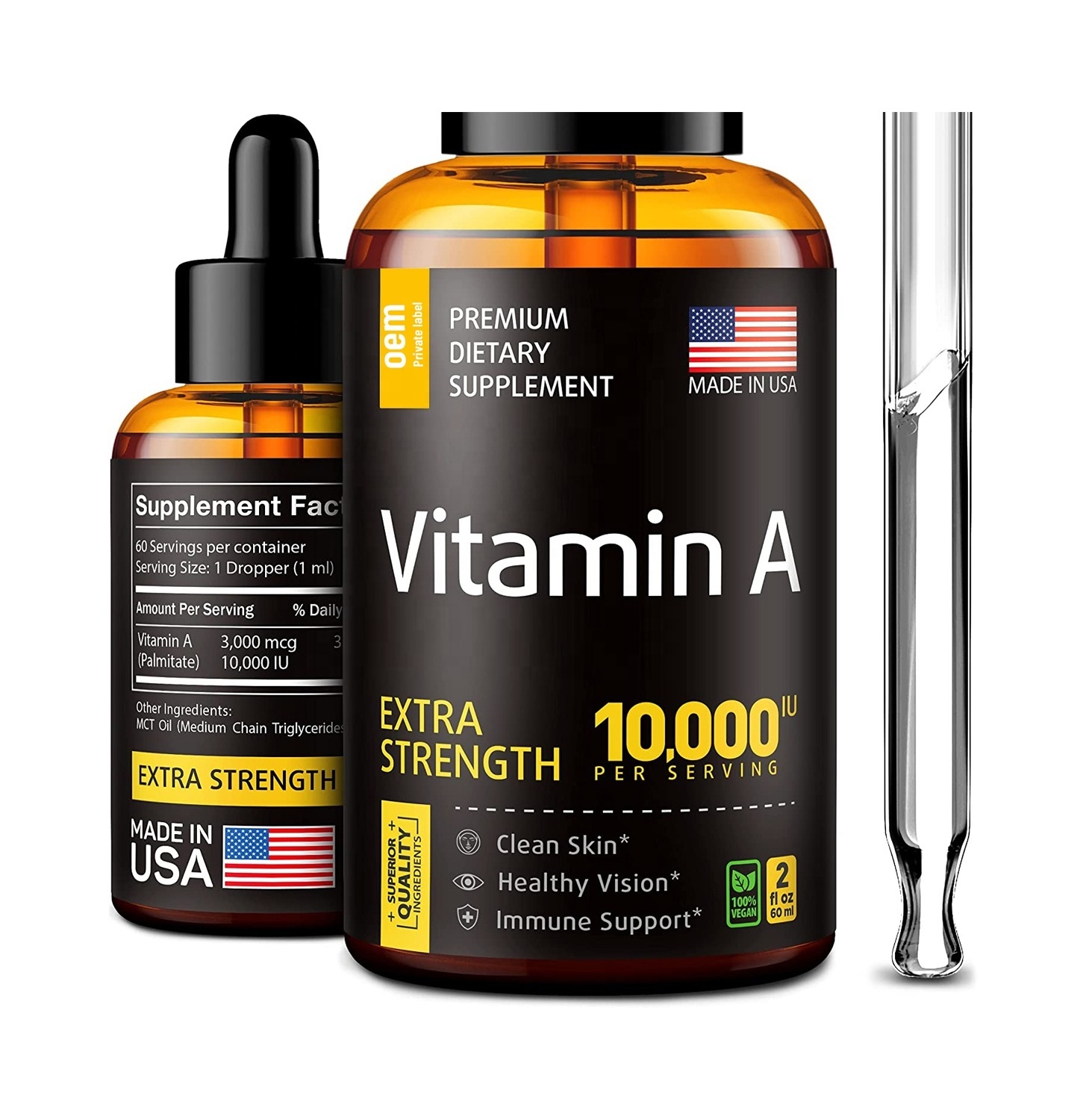 OEM Vitamin A Liquid Vitamin A Drops Immune Support Multivitamin Vitamin A Palmitate Beta Carotene Drops Eye & Immune Support