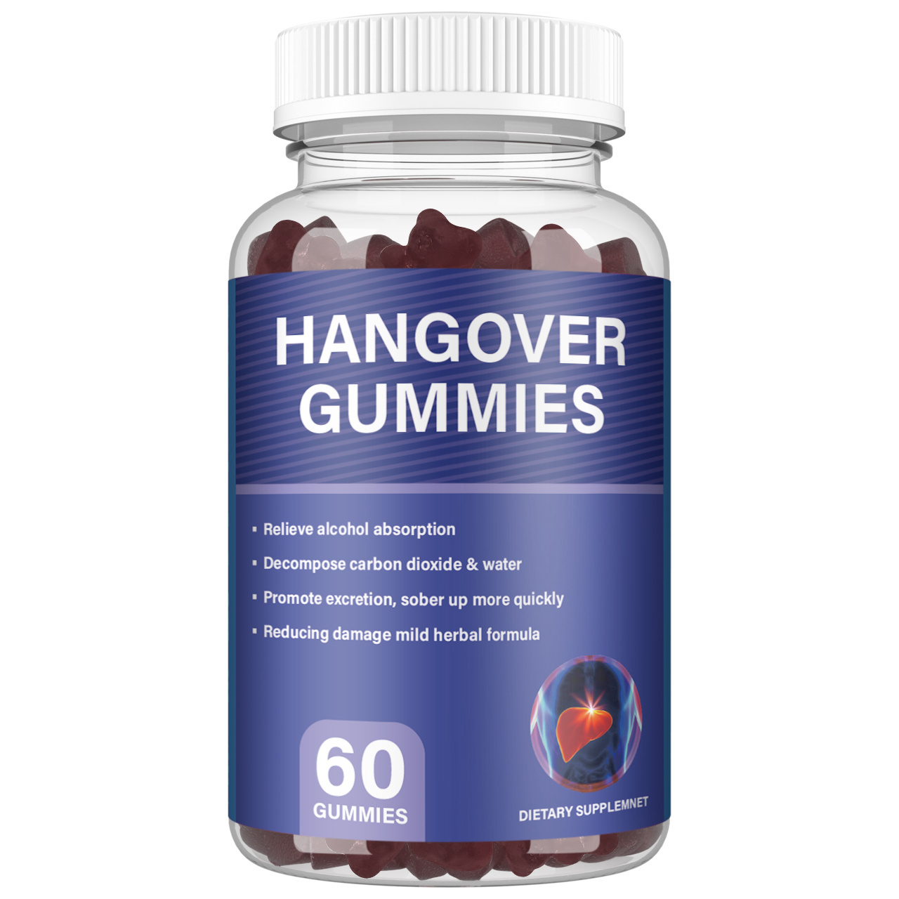 OEM Private Label Hangover Vegan Gummies Protect Liver Pueraria Extracts Anti Hangover Cure Gummies Relieve Alcohol Supplement