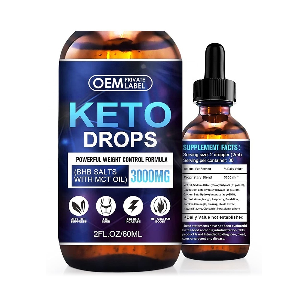 OEM BHB Keto Diet Drops Improve Immune Liquid Ketogenic Ketones Supplement Metabolism Booster Effective Appetite Weight Loss