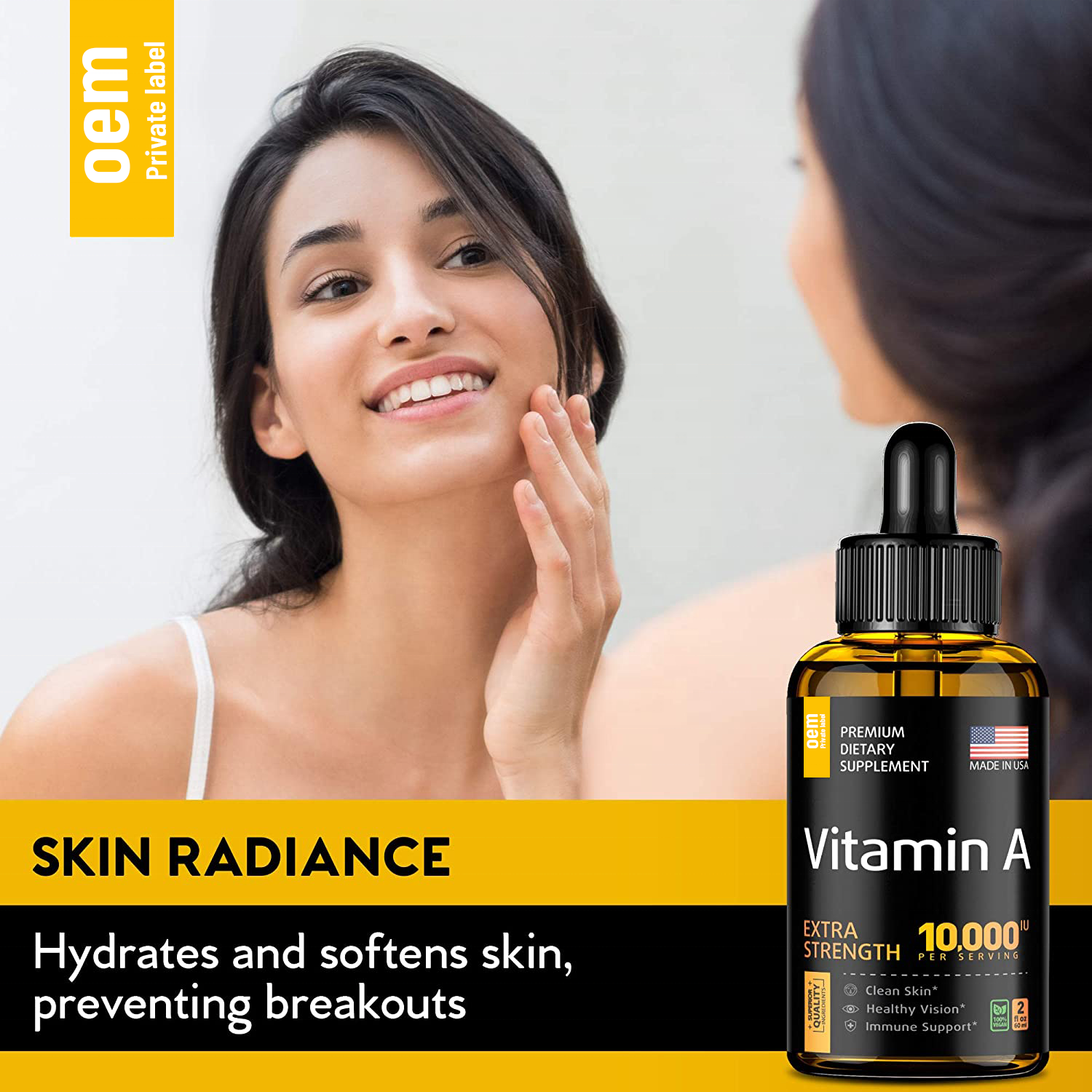 OEM Vitamin A Liquid Vitamin A Drops Immune Support Multivitamin Vitamin A Palmitate Beta Carotene Drops Eye & Immune Support