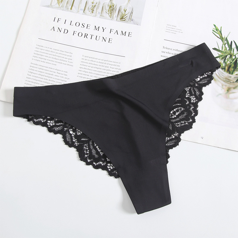 Wholesale Panties Ladies Sexy Thong Lace Ice Silk Panties Pure Cotton Crotch Sexy Mid-Rise Women's underwear