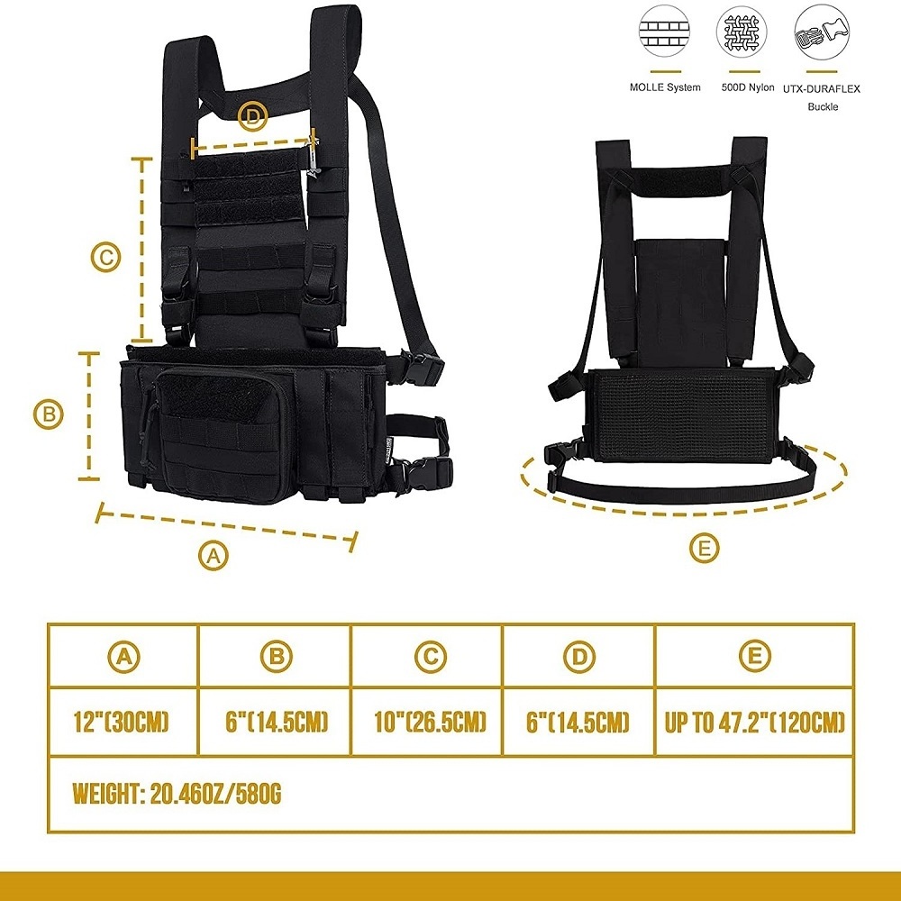 FREE SAMPLE Training Vest Chest Rigs Kit with Sewn-in Tool Pouch Lightweight Camouflage vest